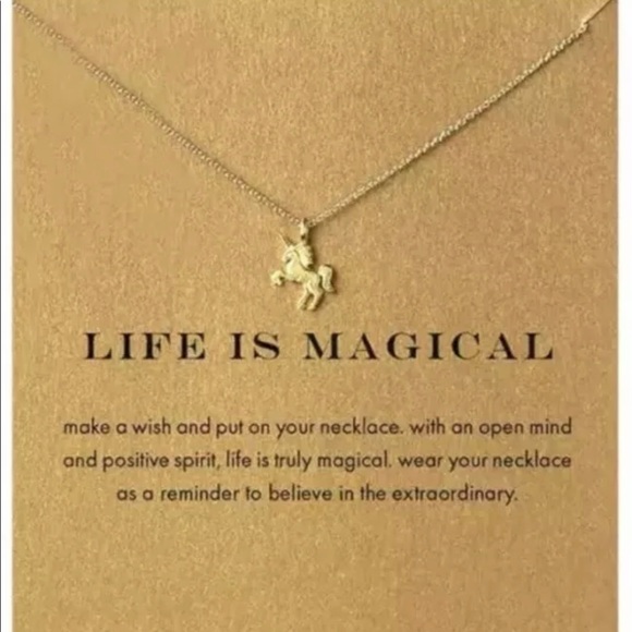 Unicorn Gold Necklace Luck Jewelry Fashion Magic womens girls pendant charm - Picture 1 of 3